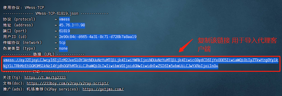 复制VMess链接